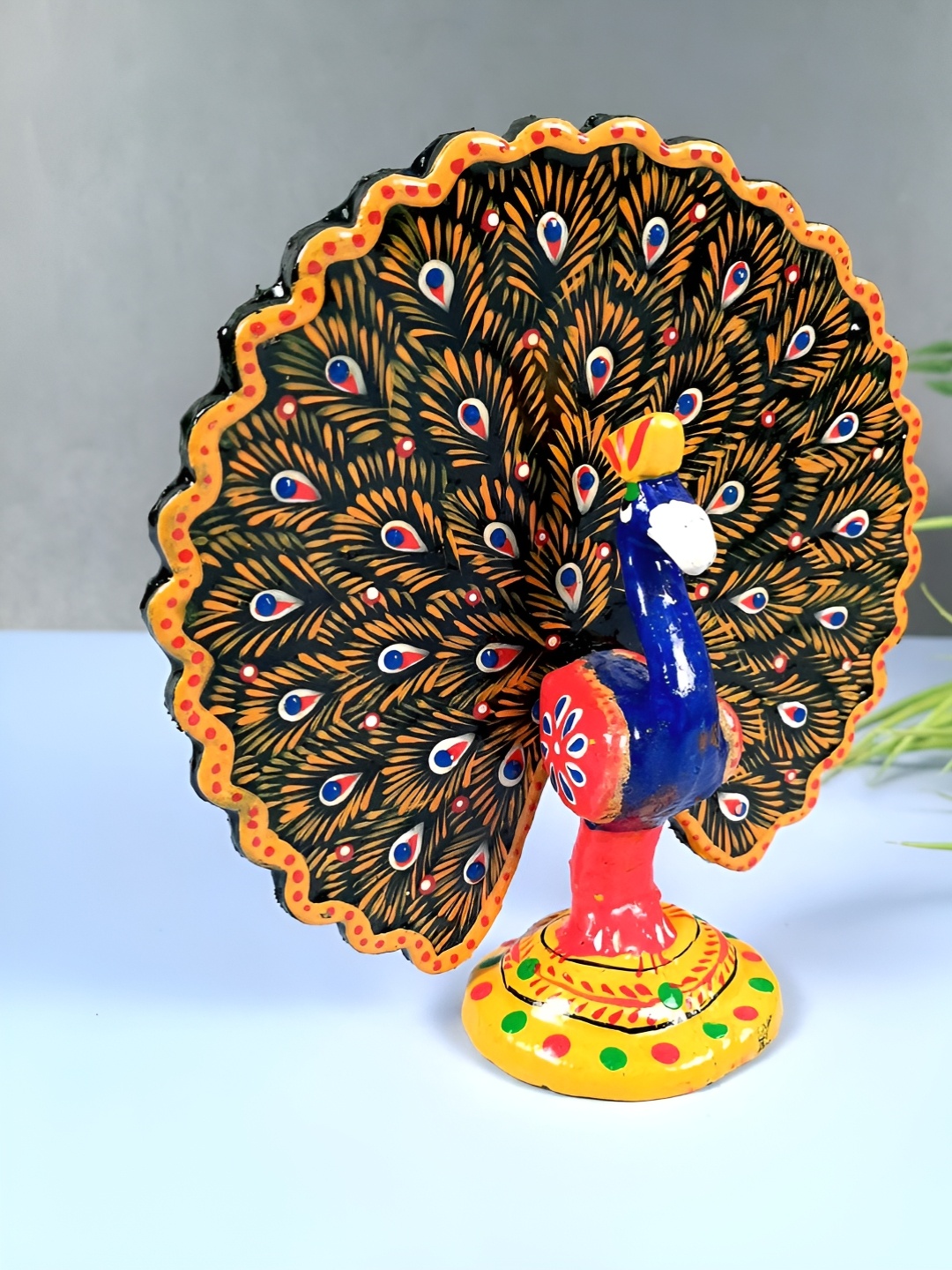 

apka mart Blue Wooden Dancing Peacock Showpiece