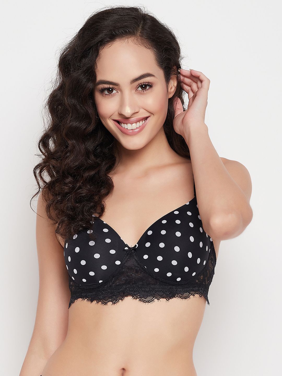 

Clovia Women Polka Dot Bra Full Coverage Lightly Padded, Black