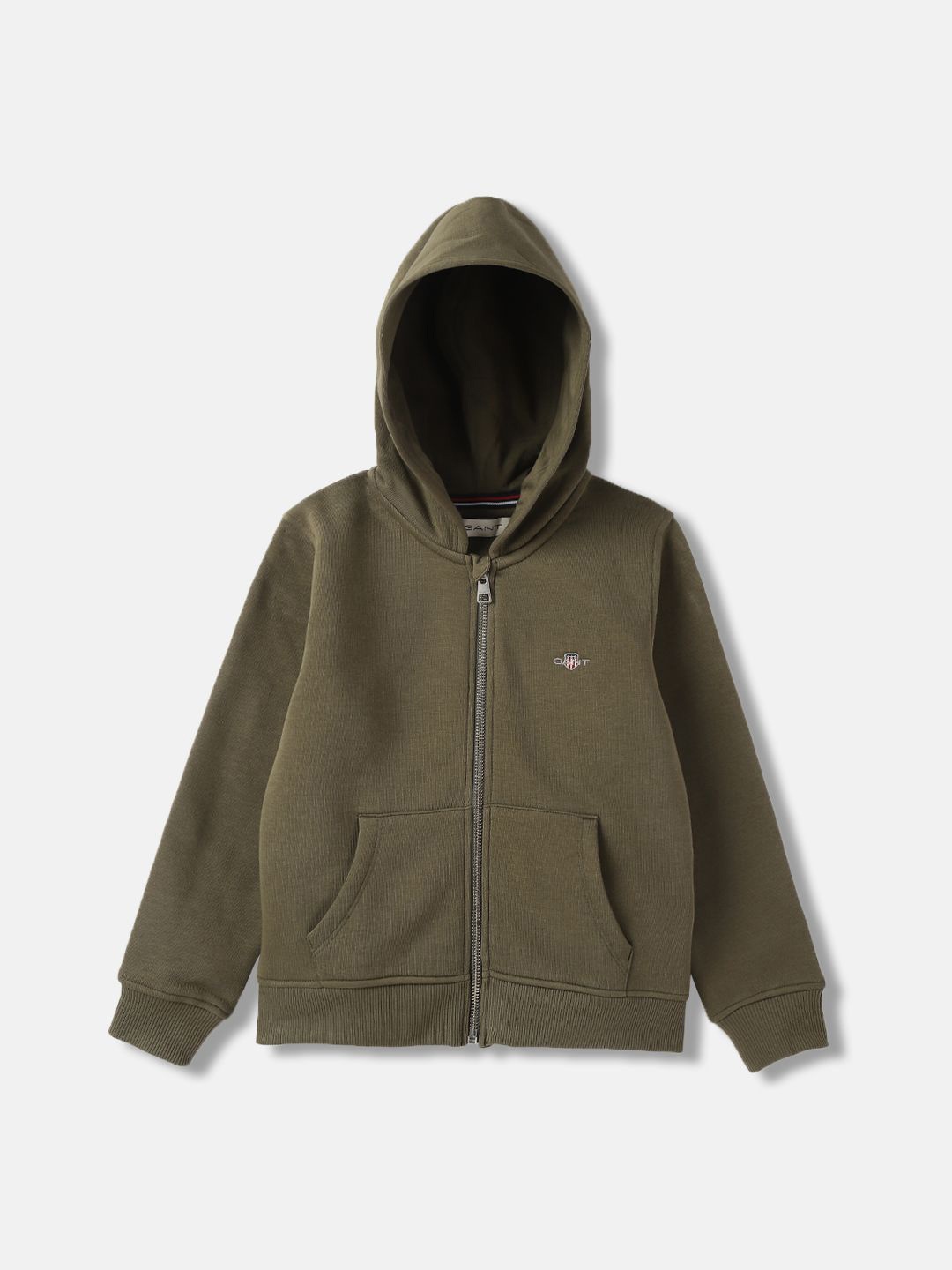 

GANT Boys Solid Hooded Cotton Front-Open Sweatshirt, Green