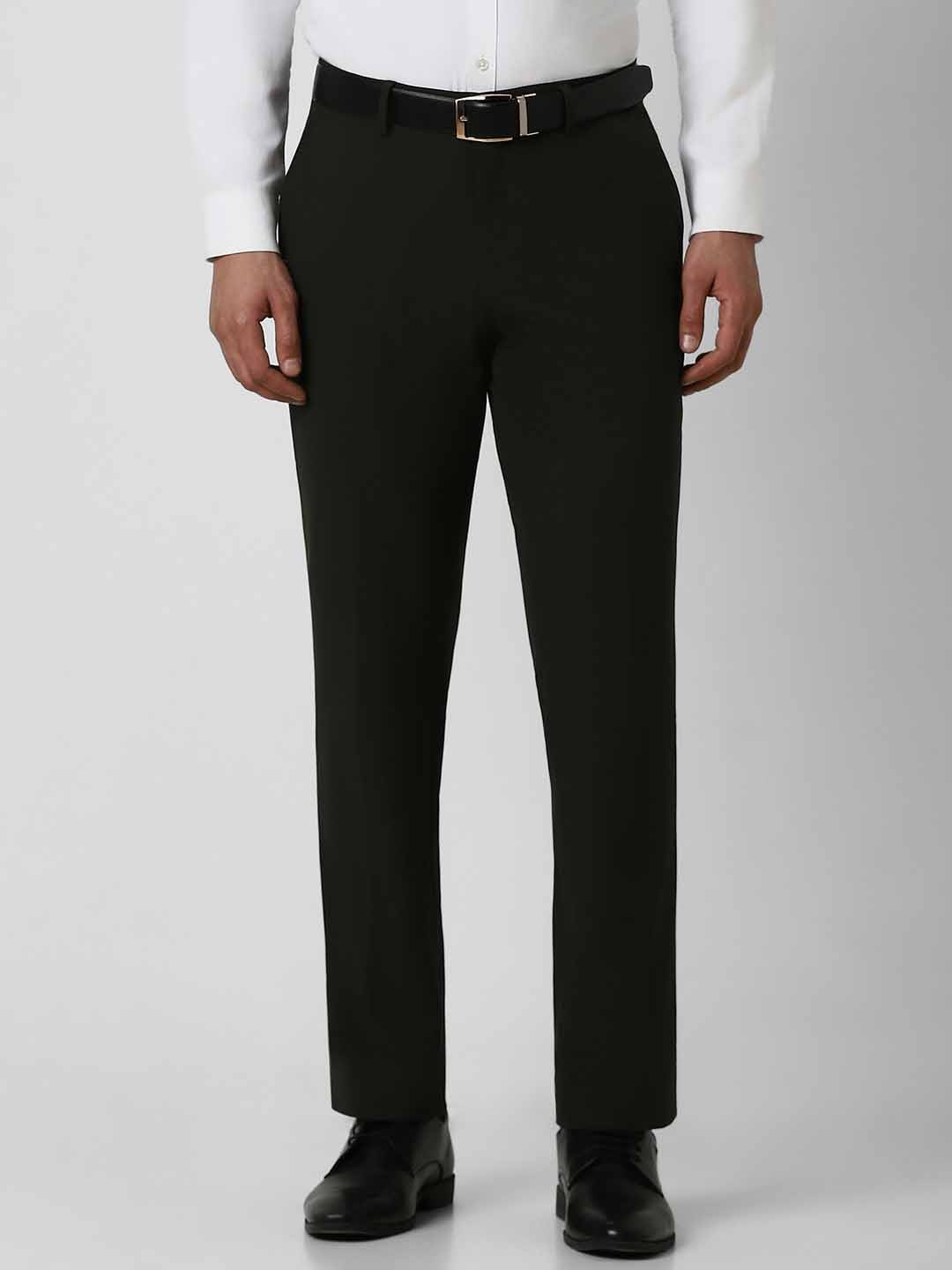 

V Dot Men Mid-Rise Slim Fit Formal Trousers, Green