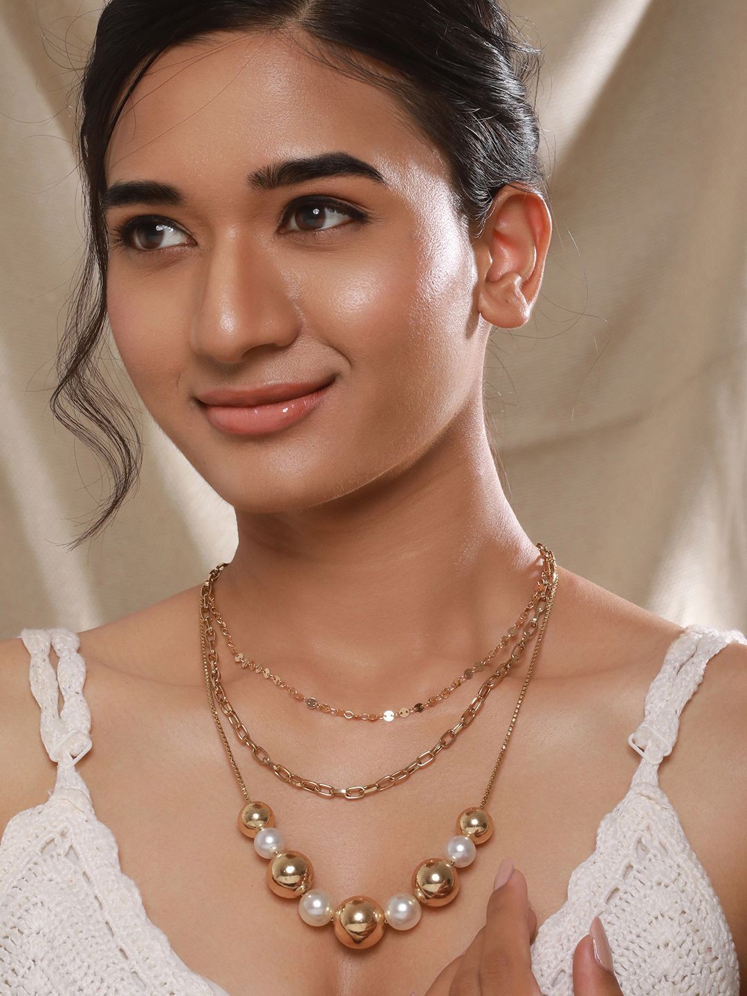 

Jazz and Sizzle Brass Gold-Plated Layered Necklace