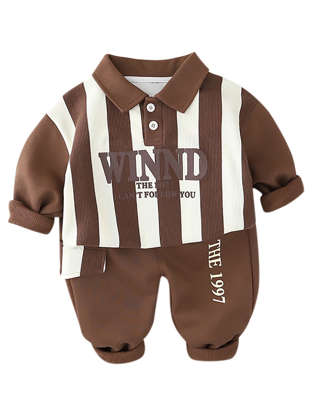 

StyleCast x Revolte Kids Striped Pure Cotton Top with Trouser, Brown