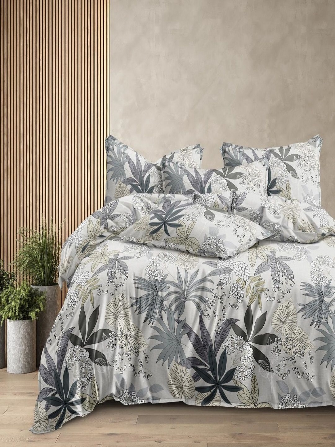 

CHICERY Grey & White Floral Printed Heavy Winter 350 GSM Cotton Single Bed Comforter