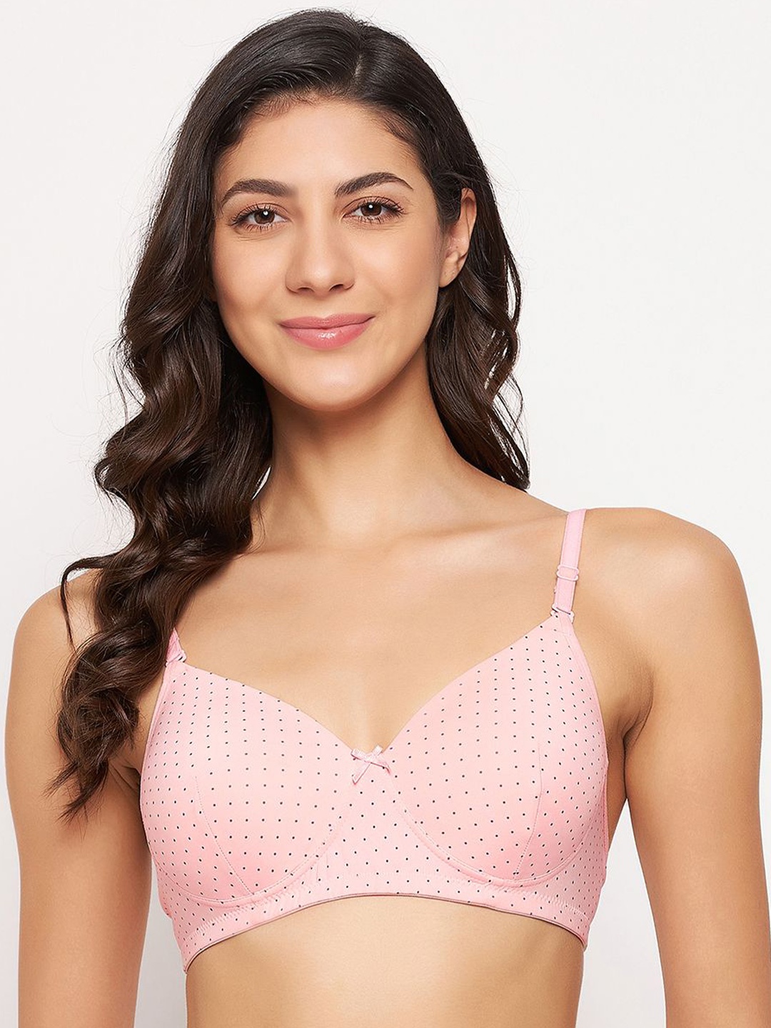 

Clovia Printed Lightly Padded Full Coverage T-shirt Bra, Pink