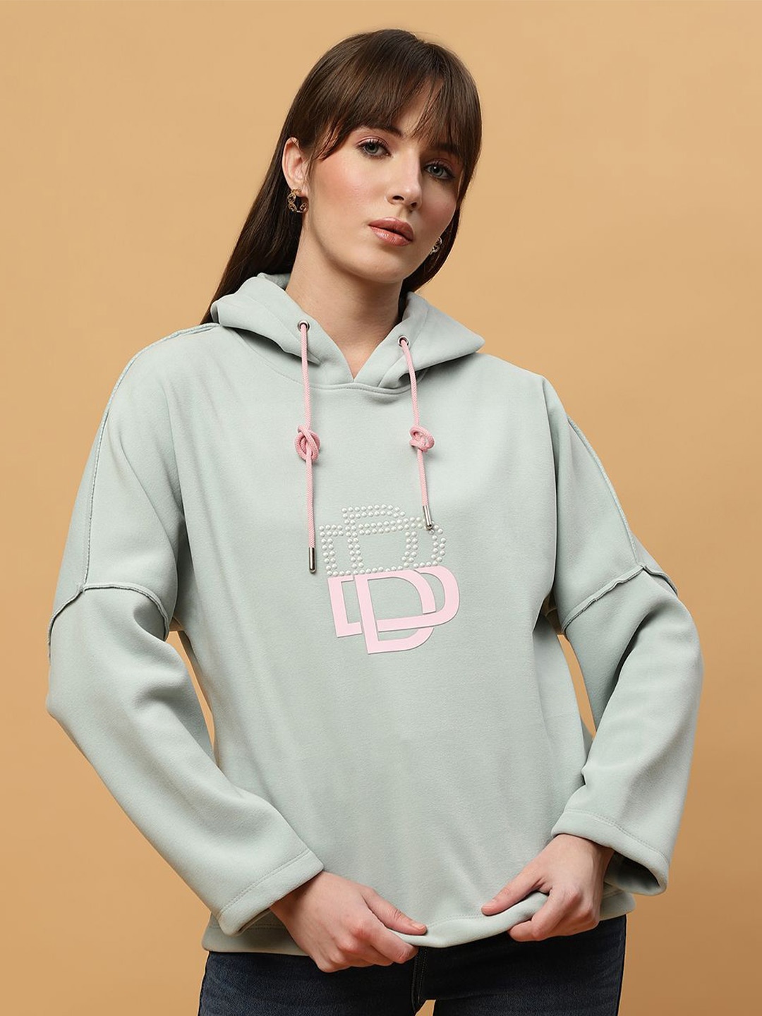 

Beatnik Women Typography Printed Round Neck Pullover Sweatshirt, Green