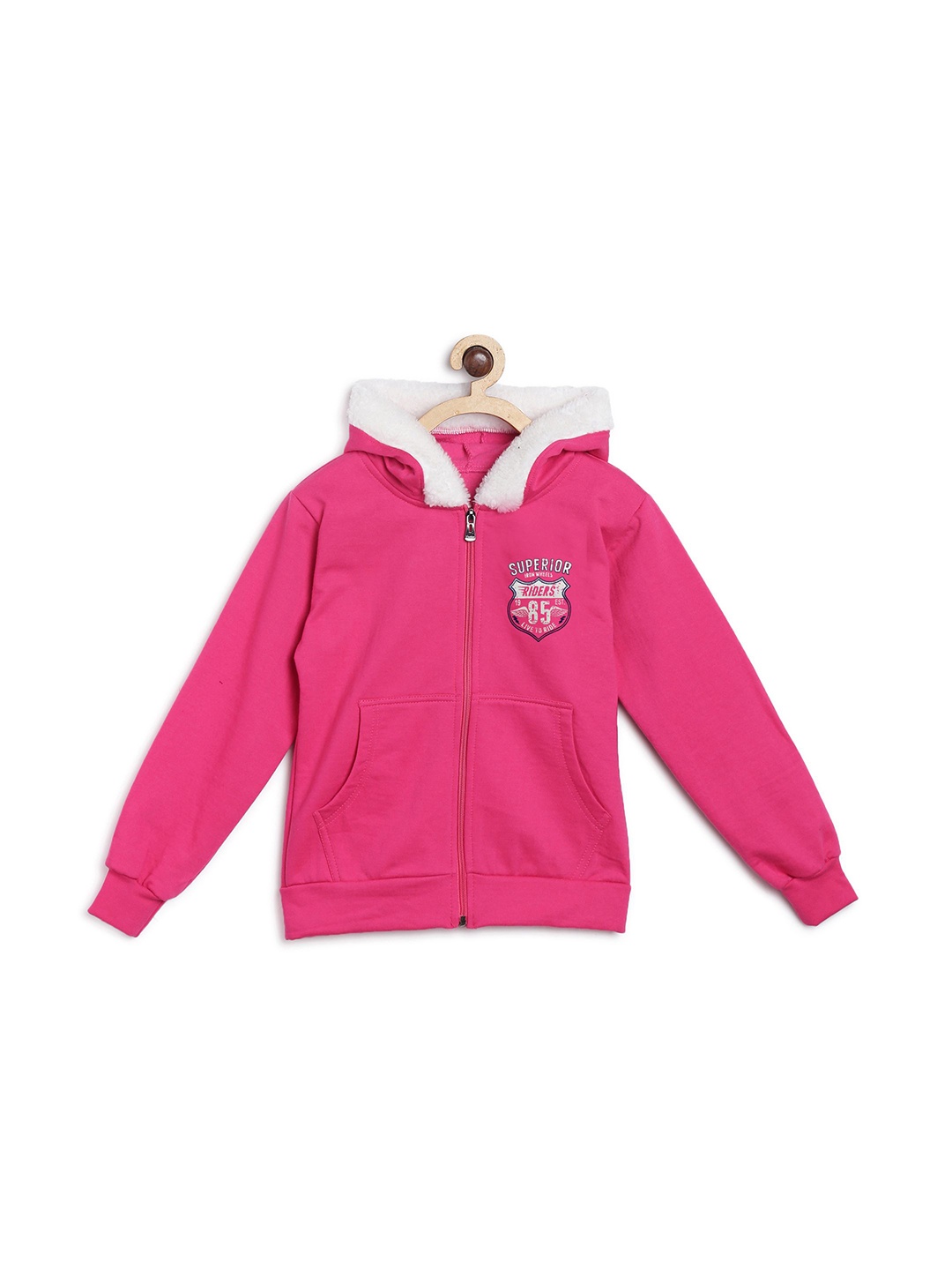 

Fashionable Boys Typography Printed Hood Front-Open Sweatshirt, Pink