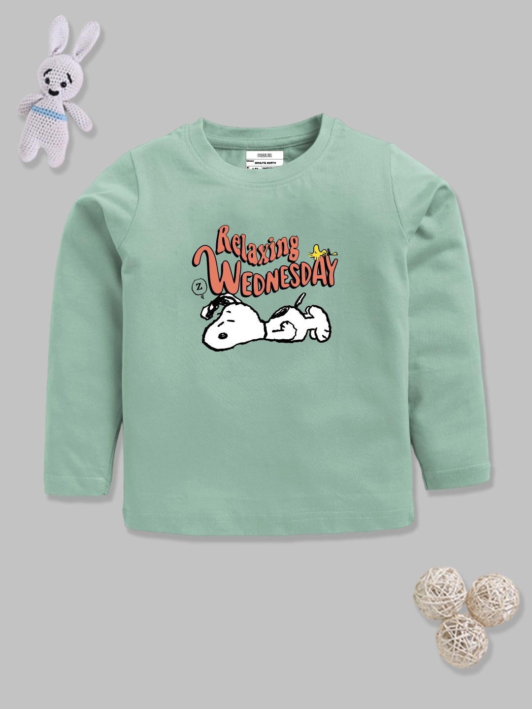 

YK X Minute Mirth Boys Peanuts Printed Pure Cotton T-shirt, Green