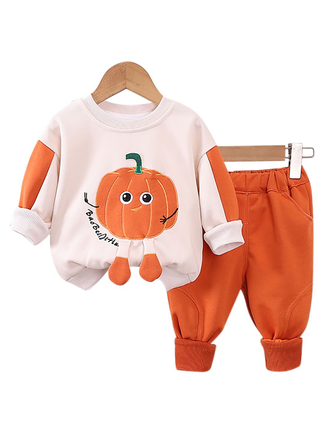 

StyleCast x Revolte Kids Printed Colourblocked Pure Cotton Top with Pyjamas, Orange