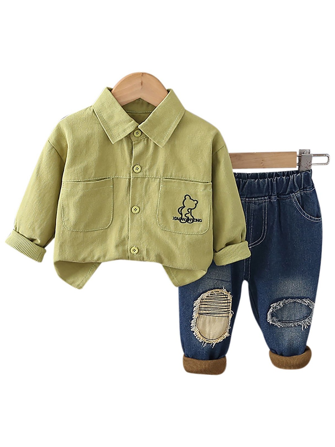 

StyleCast x Revolte Kids Pure Cotton Shirt With Capris, Green