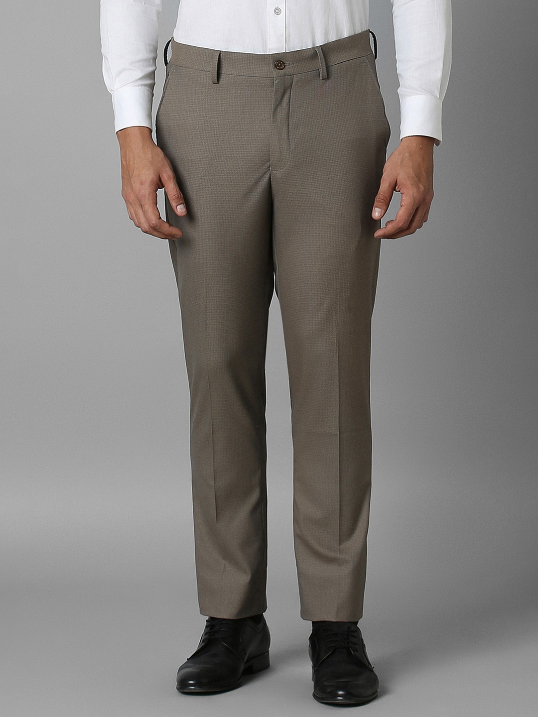 

Louis Philippe Men Checked Slim Fit Trousers, Grey