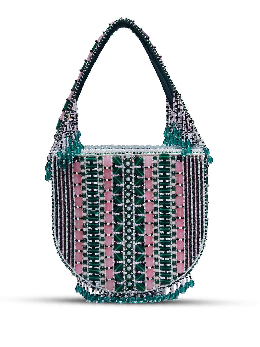 

THE TAN CLAN Asma Embroidered Foldover Clutch, Green