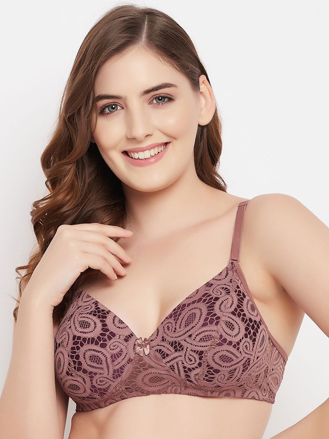 

Clovia Women Floral Bra Full Coverage Lightly Padded, Purple