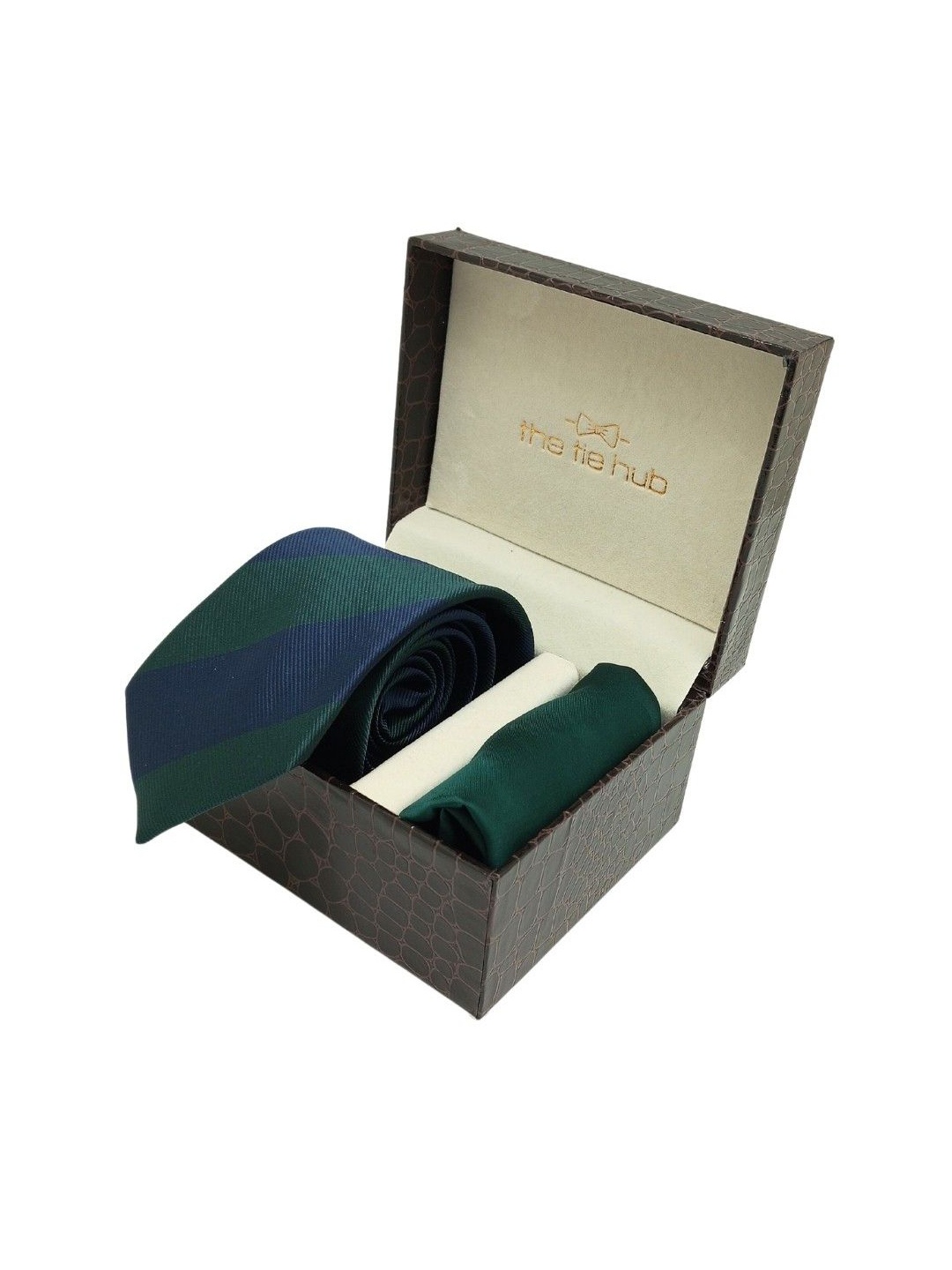 

The Tie Hub Men Accessory Gift Set Of Tie & Pocket Square, Green