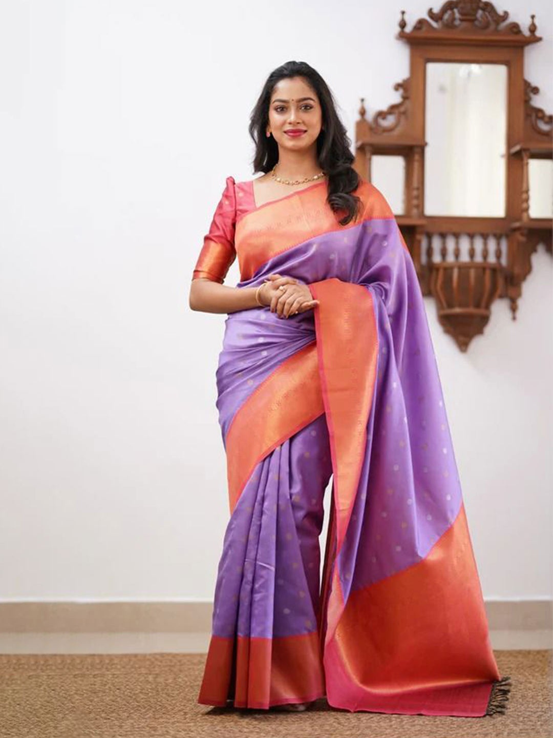 

Kriyansh Woven Design Banarasi Saree, Lavender