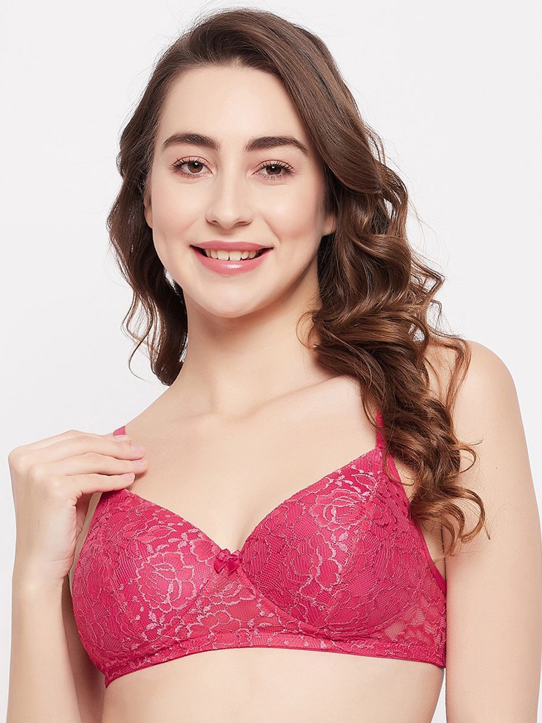 

Clovia Floral Full Coverage Lightly Padded Bra, Pink