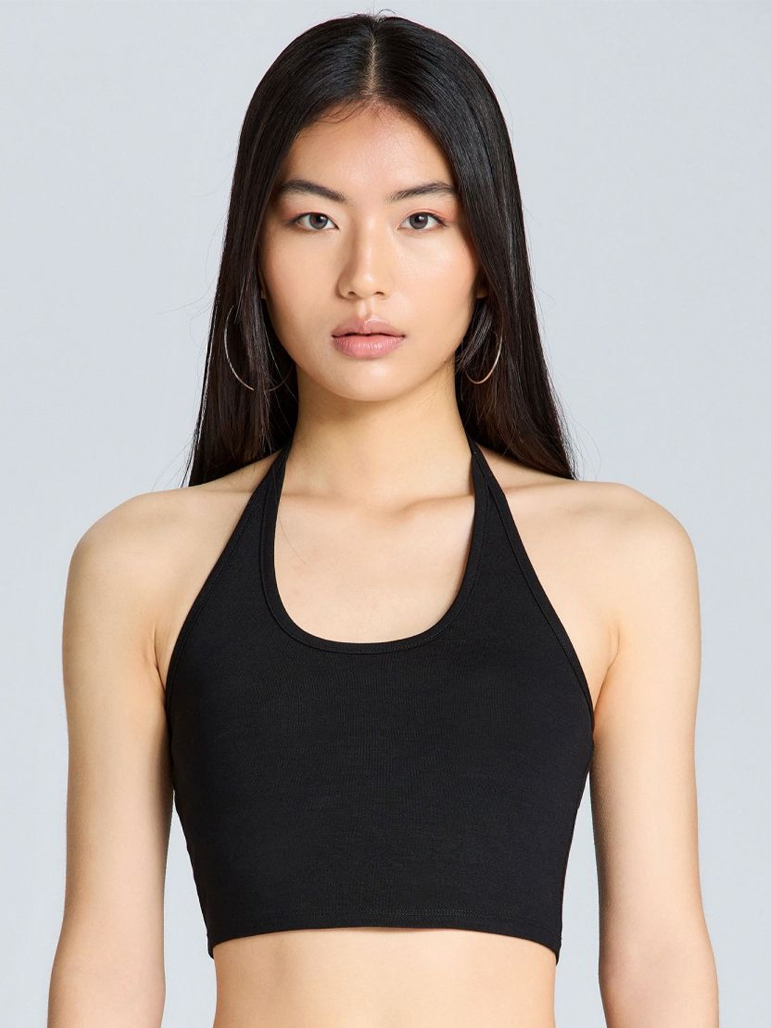 

ZOMODA Women Solid Square Neck Top, Black