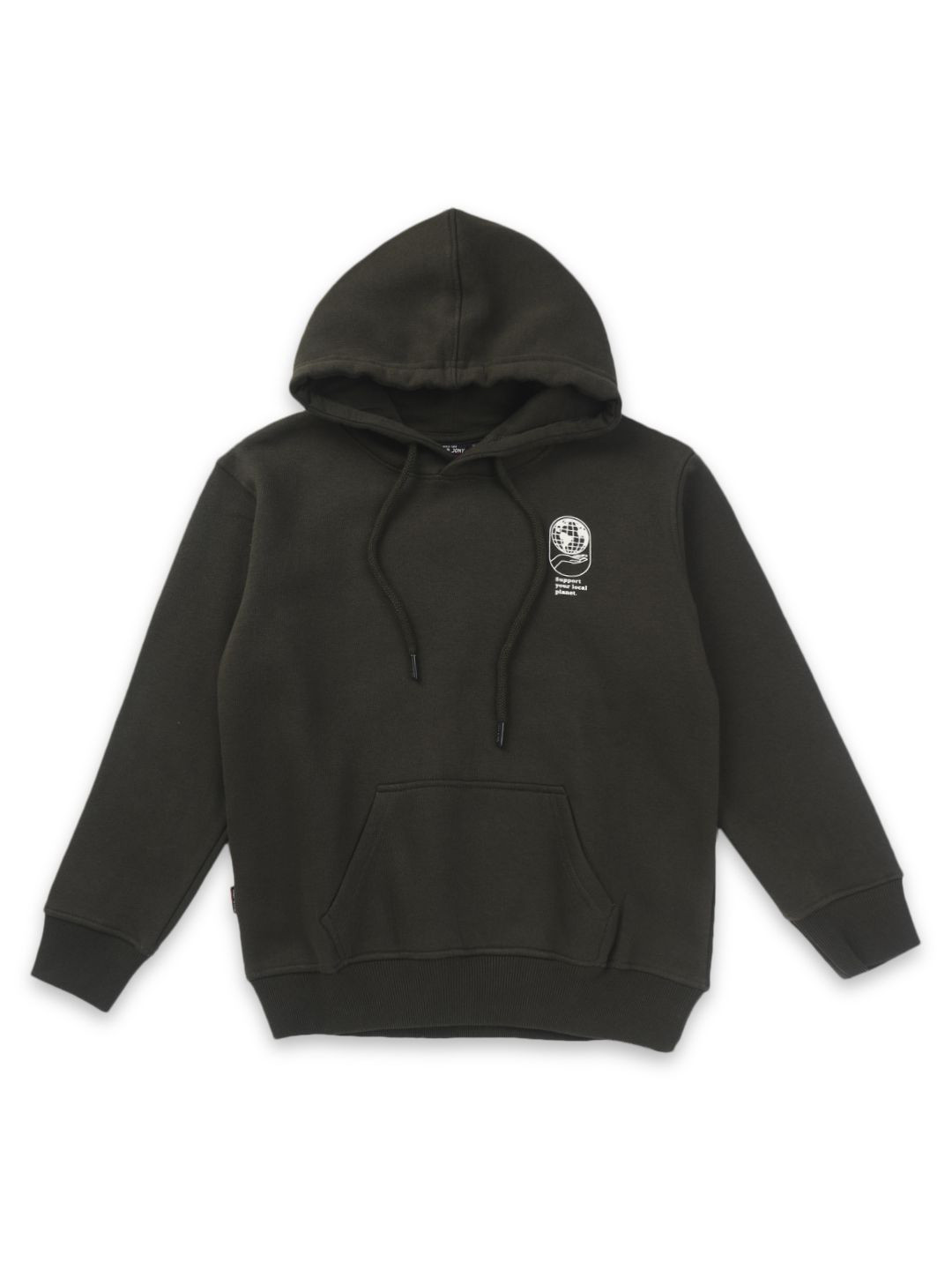 

Gini and Jony Boys Typography Printed Hooded Cotton Pullover Sweatshirt, Olive