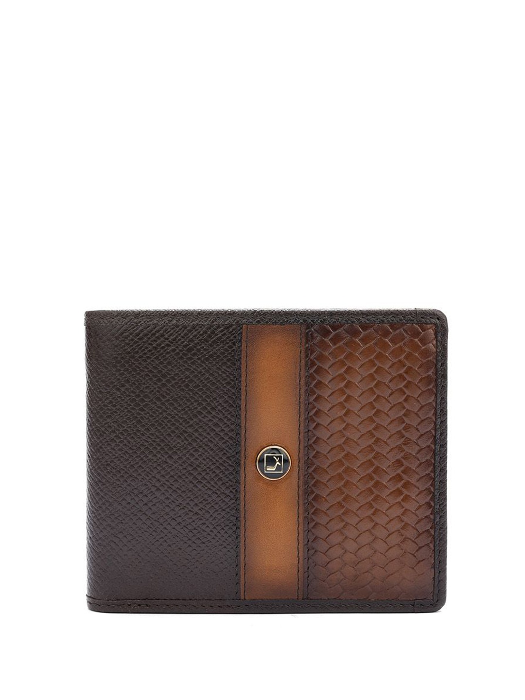 

Da Milano Men Textured Leather Two Fold Wallet, Brown