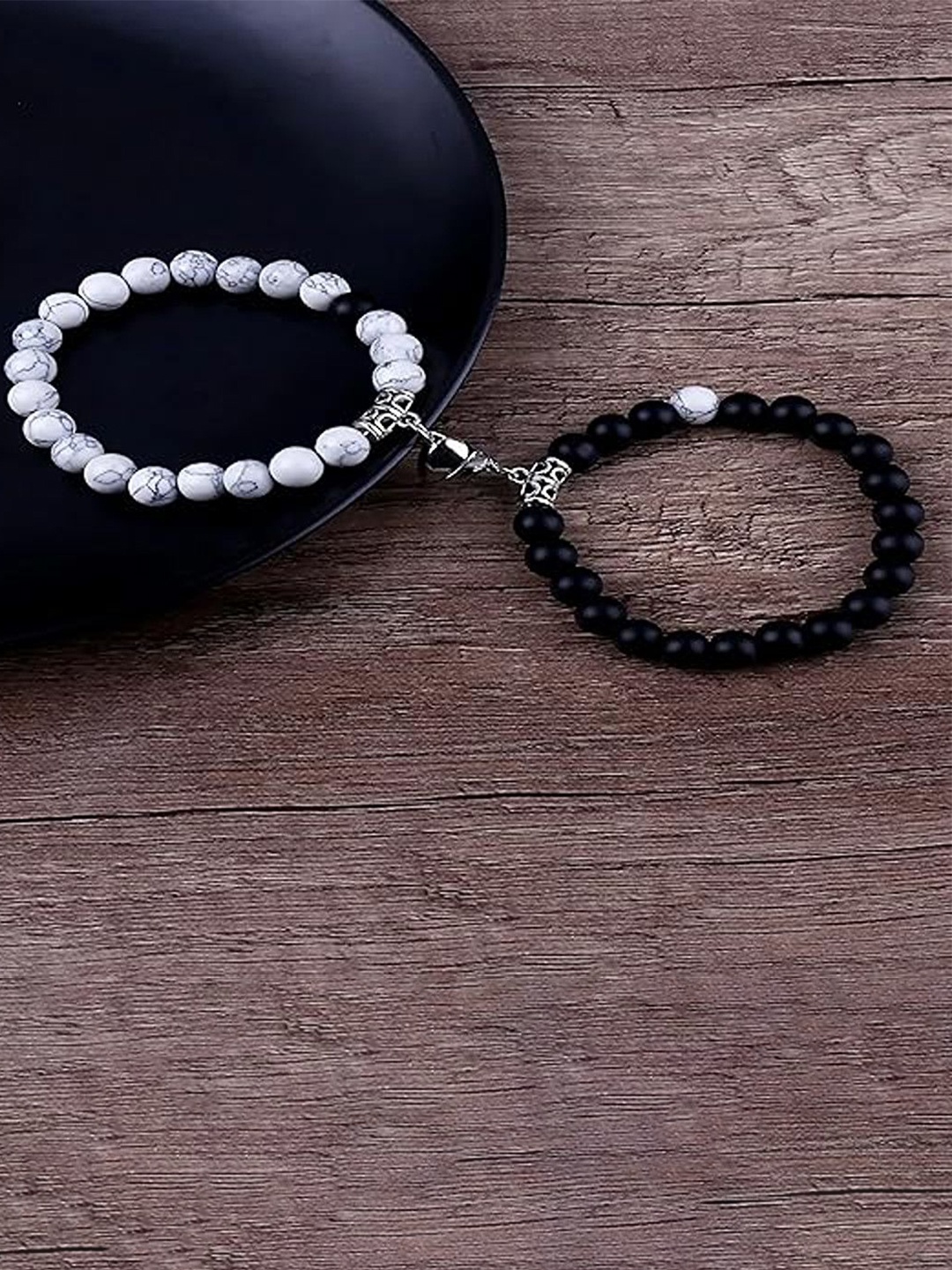 

Heer Collection Unisex Set of 2 Elasticated Bracelet, Black