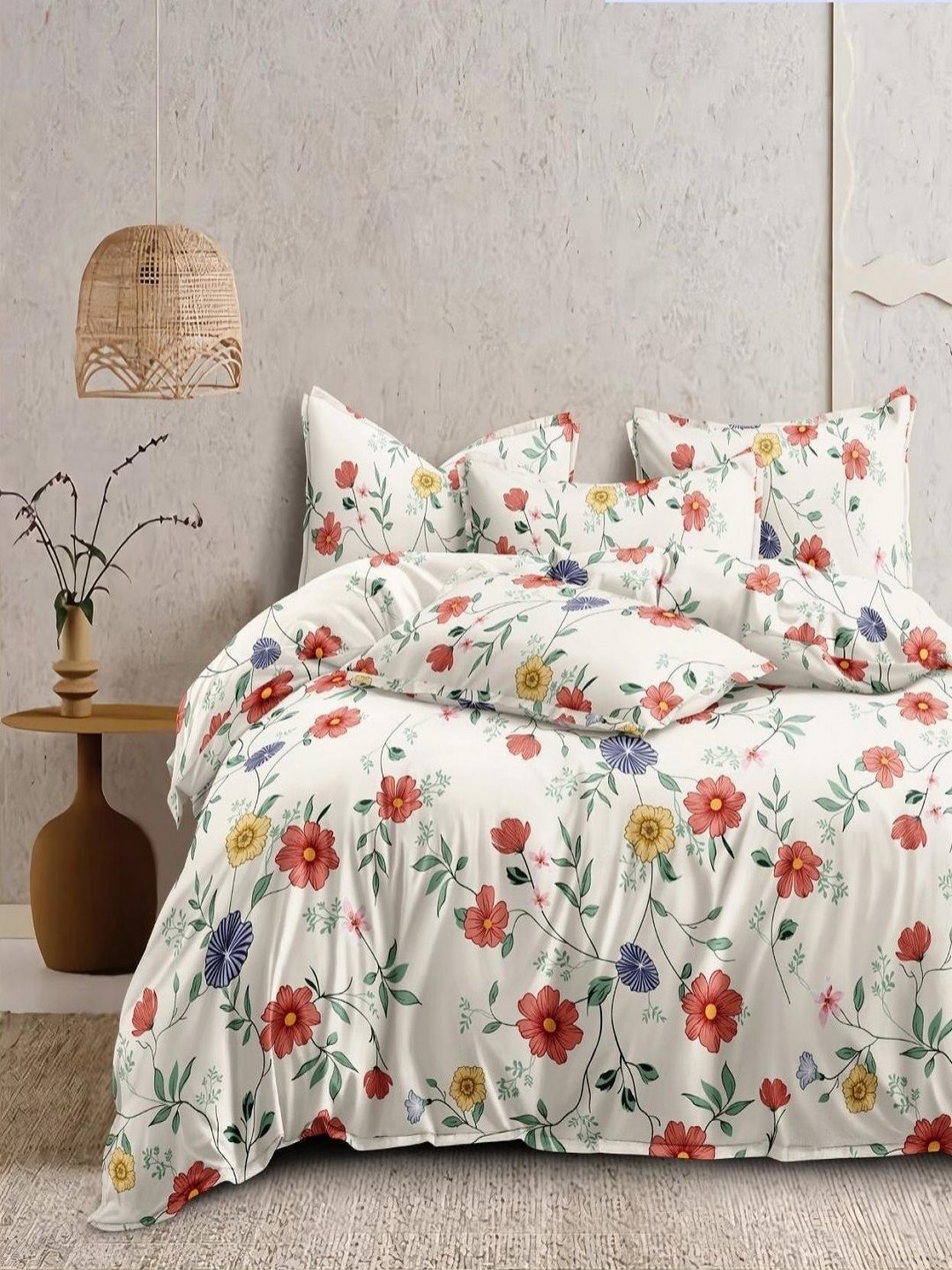

CHICERY Red & White Floral Printed Heavy Winter 350 GSM Cotton Single Bed Comforter