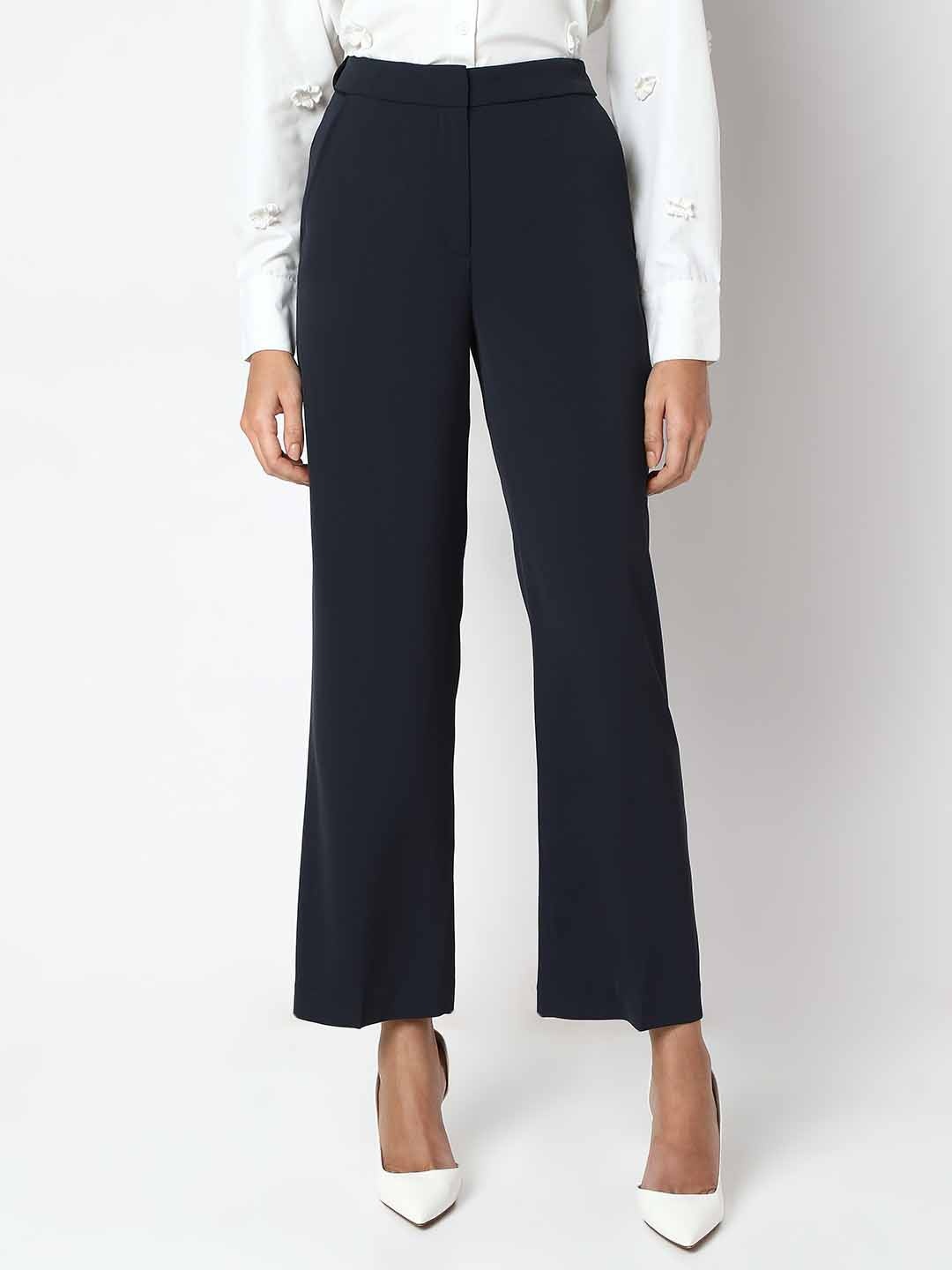 

Vero Moda Women Straight Fit High-Rise Wide Leg Trousers, Navy blue