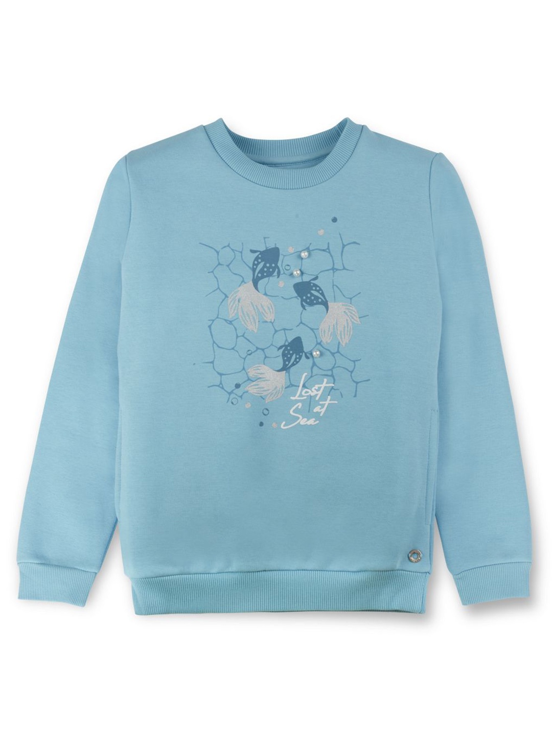 

Gini and Jony Girls Graphic Printed Round Neck Cotton Pullover Sweatshirt, Blue