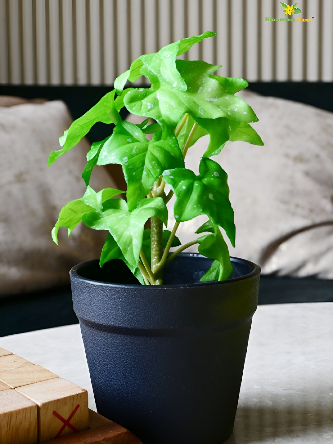 

Blooming Floret Green & Black Faux Plants Artificial Plant With Pot