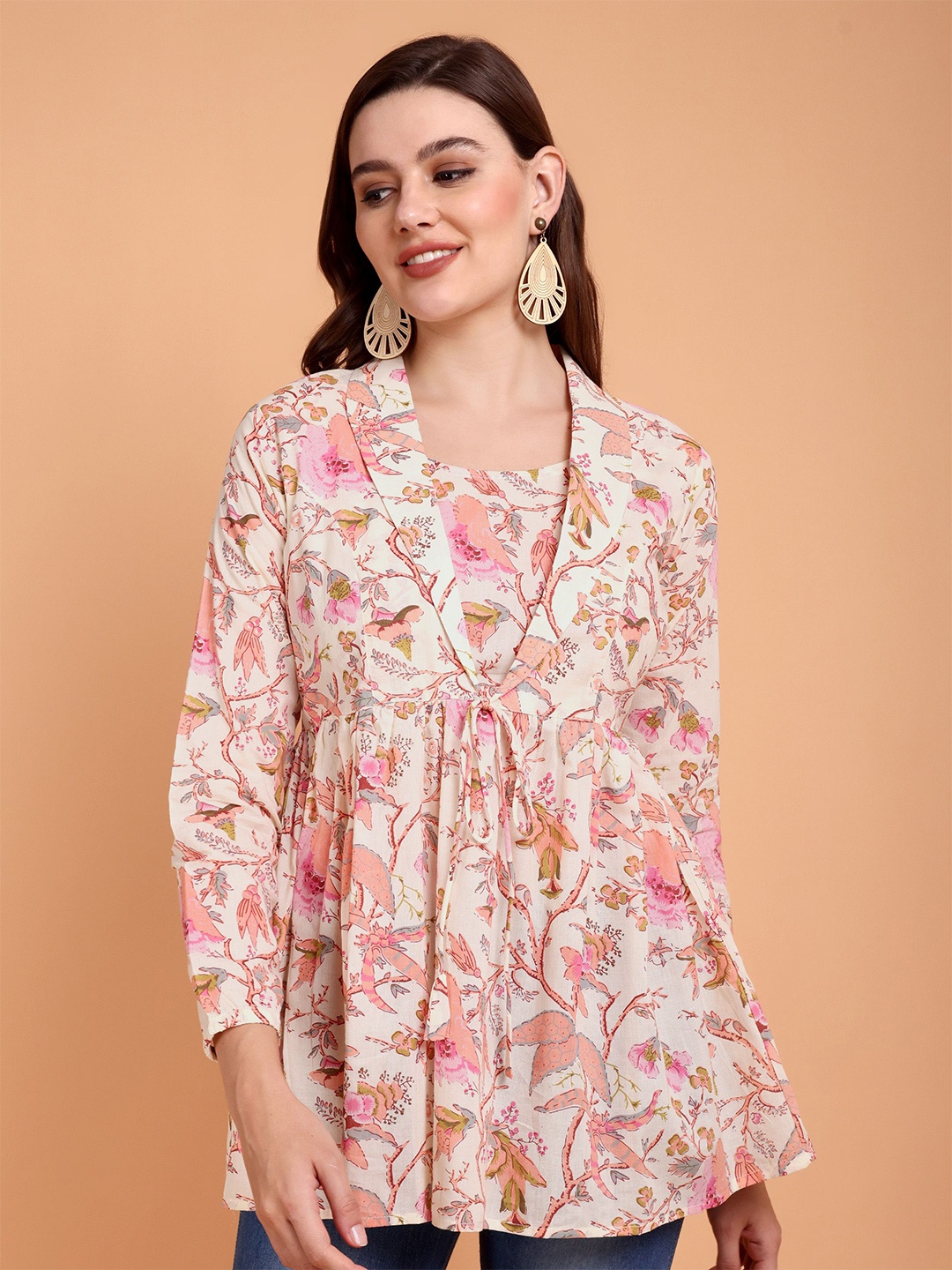 

Atha Fashion Floral Printed Pure Cotton Kurti, Off white