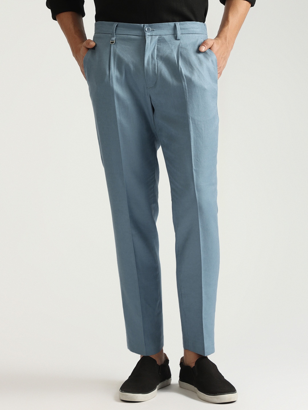 

Antony Morato Men Tapered Fit Pleated Trousers, Blue