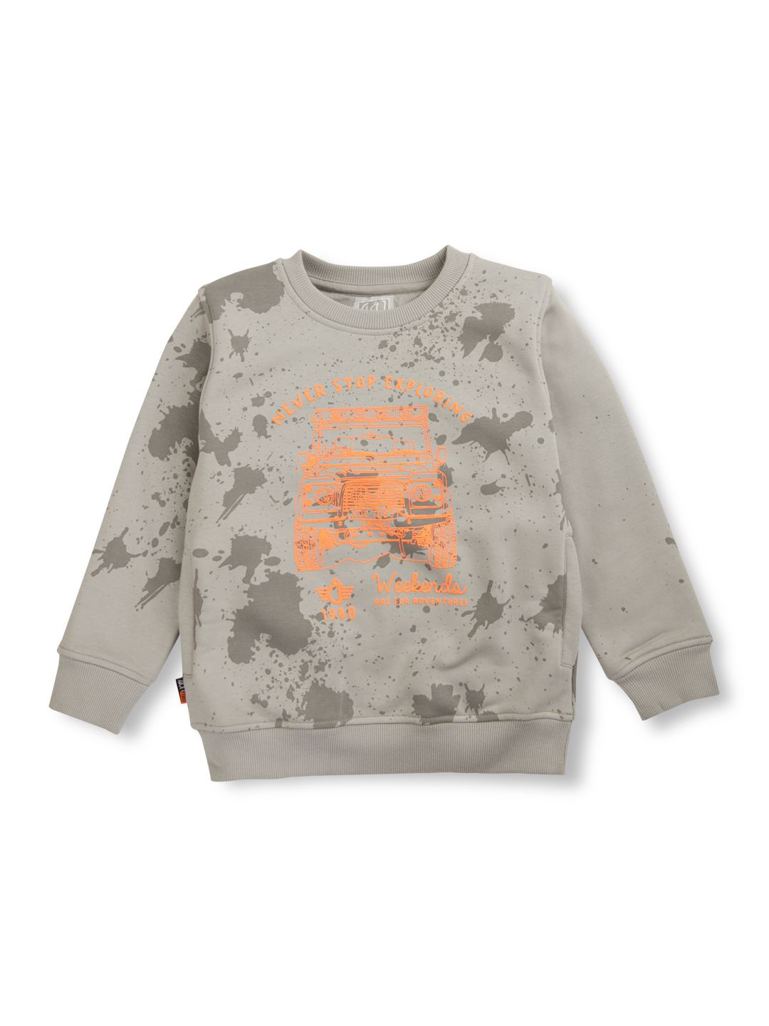 

Gini and Jony Boys Graphic Printed Round Neck Cotton Pullover Sweatshirt, Grey