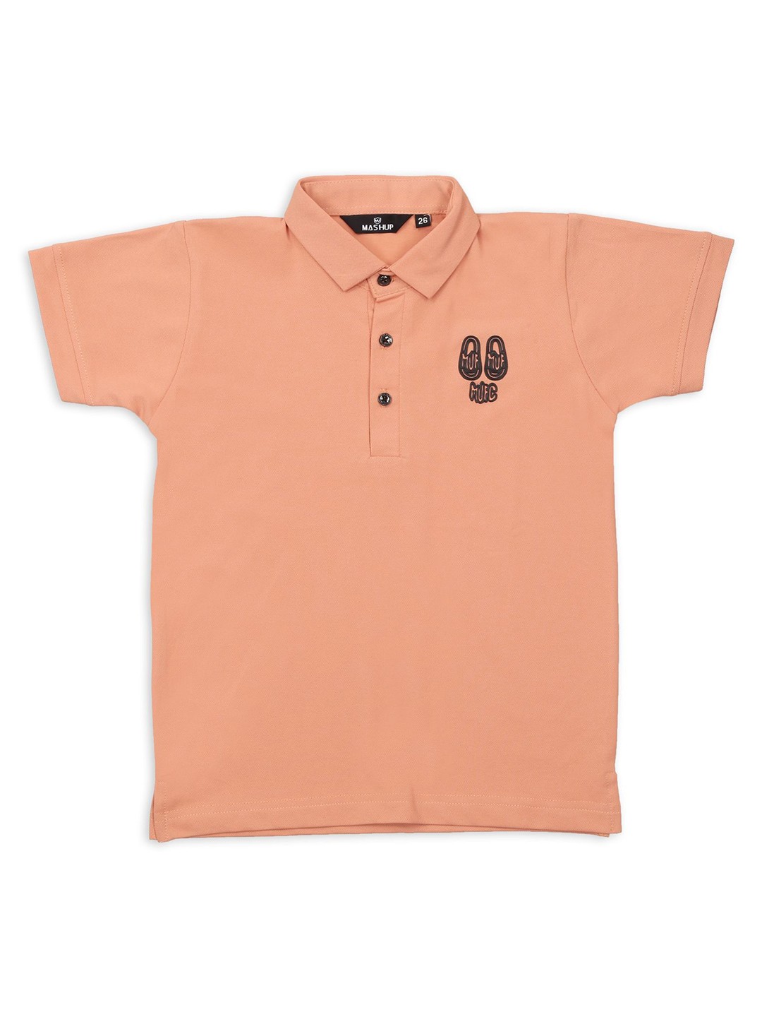 

MashUp Boys Graphic Printed Polo Collar Cotton T-shirt, Peach