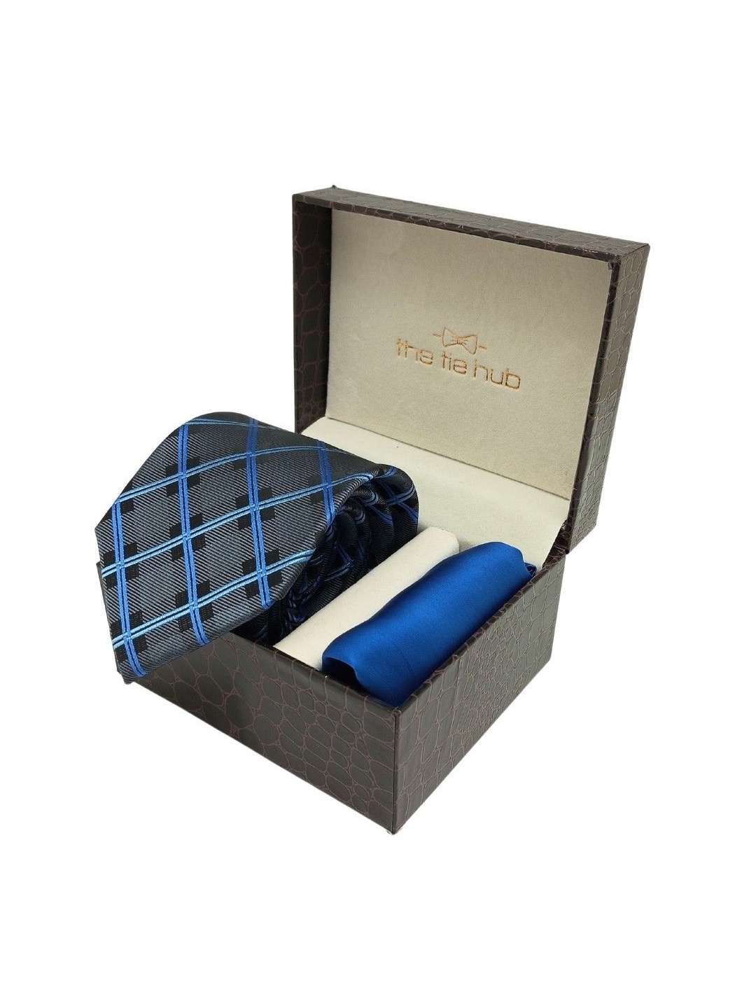 

The Tie Hub Men Accessory Gift Set Of Tie & Pocket Square, Grey