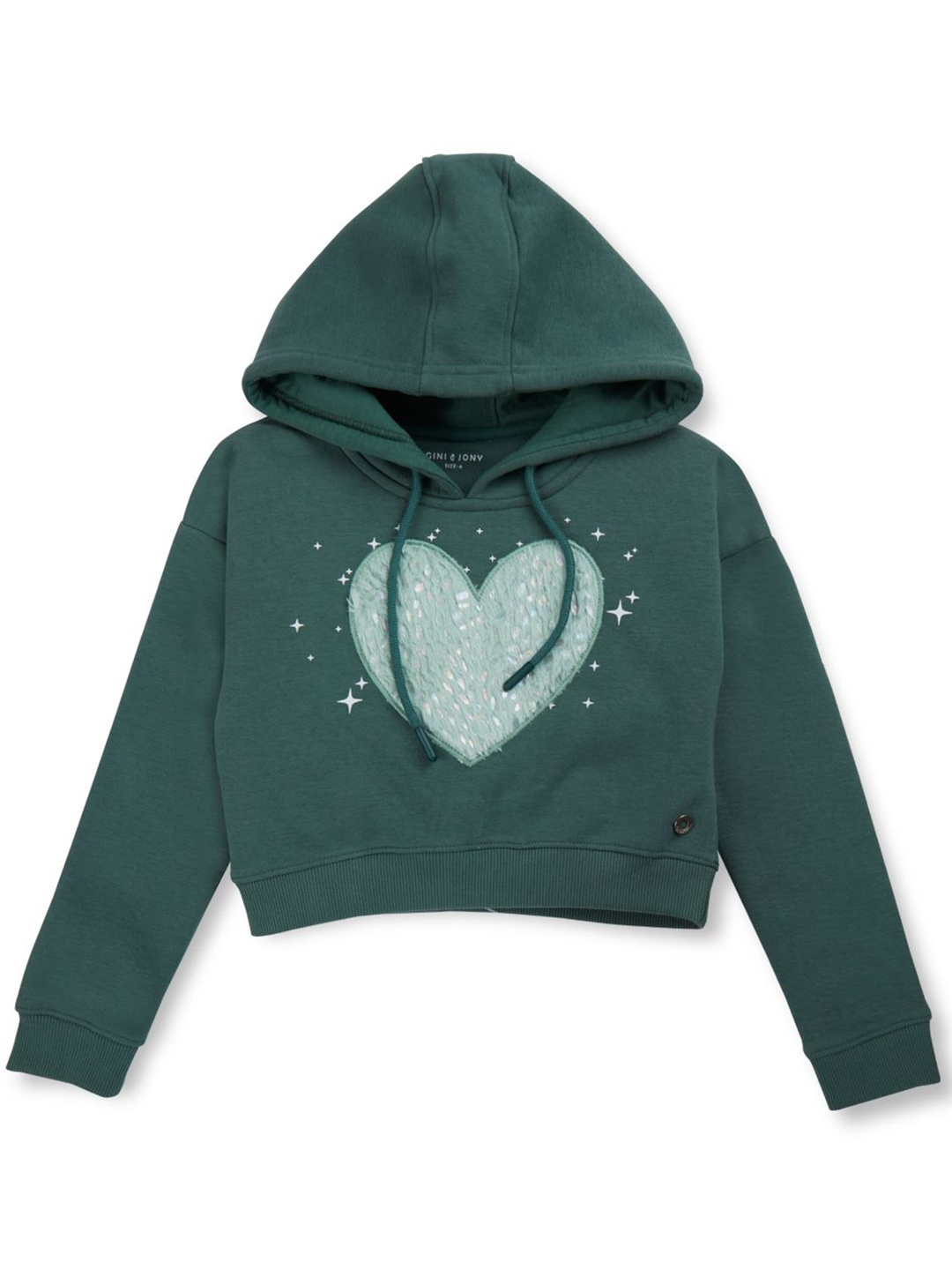 

Gini and Jony Girls Graphic Printed Hooded Cotton Pullover Sweatshirt, Green