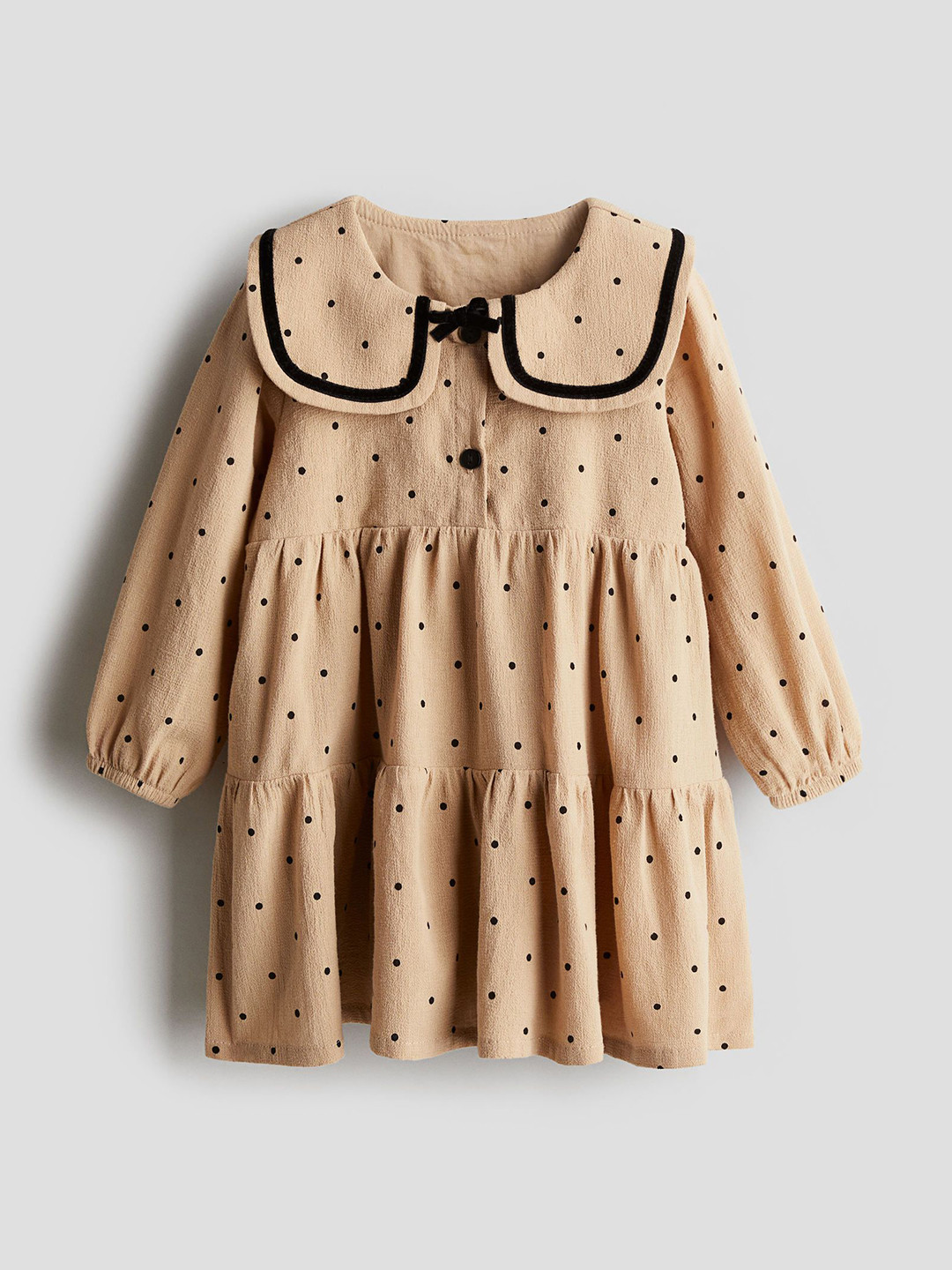 

H&M Girls Collared Pure Cotton A-Line Dress, Beige