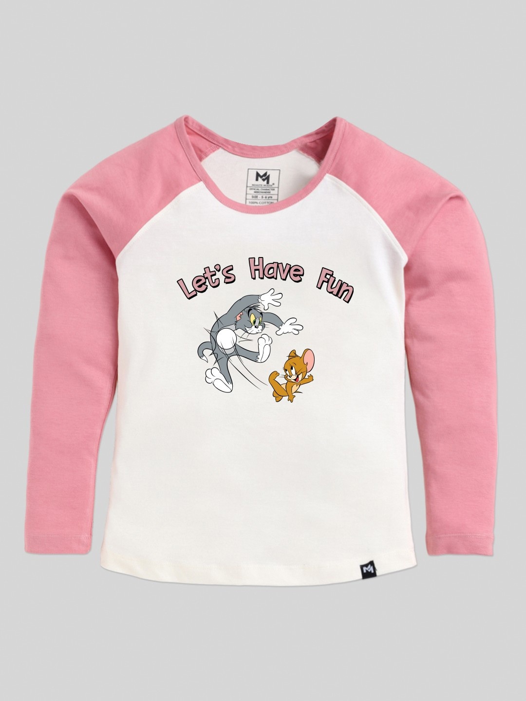 

YK X Minute Mirth Girls Tom & Jerry Printed Pure Cotton T-shirt, Off white