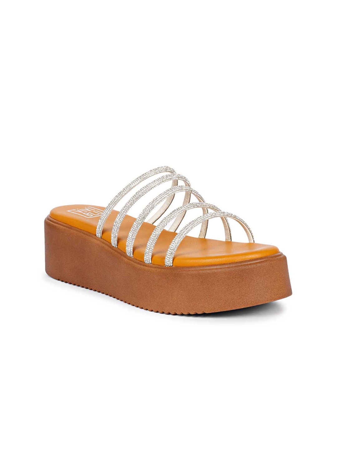

Viviblu Embellished Leather Platform Sandals, Mustard