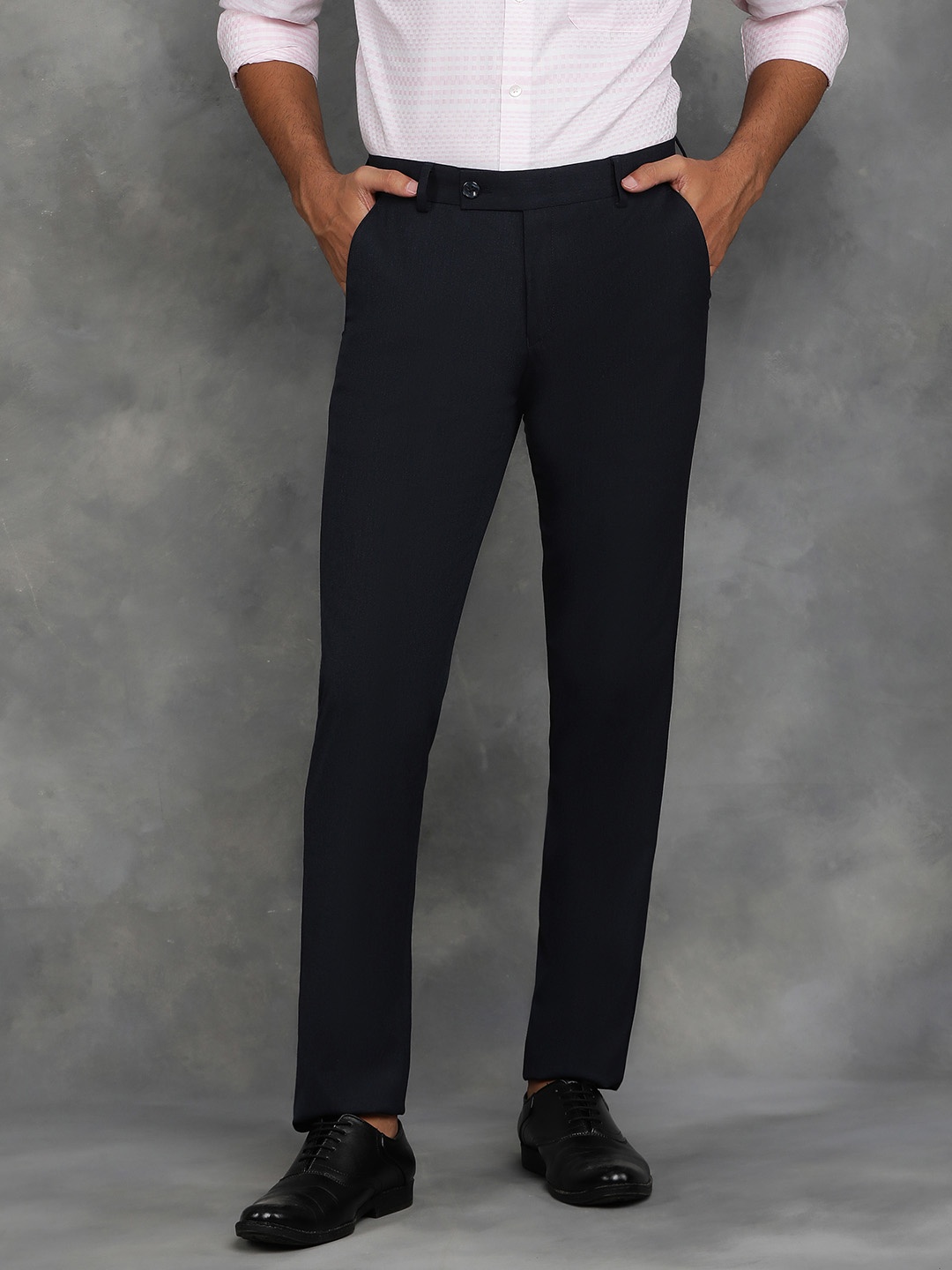 

JB STUDIO Men Slim Fit Formal Trousers, Navy blue