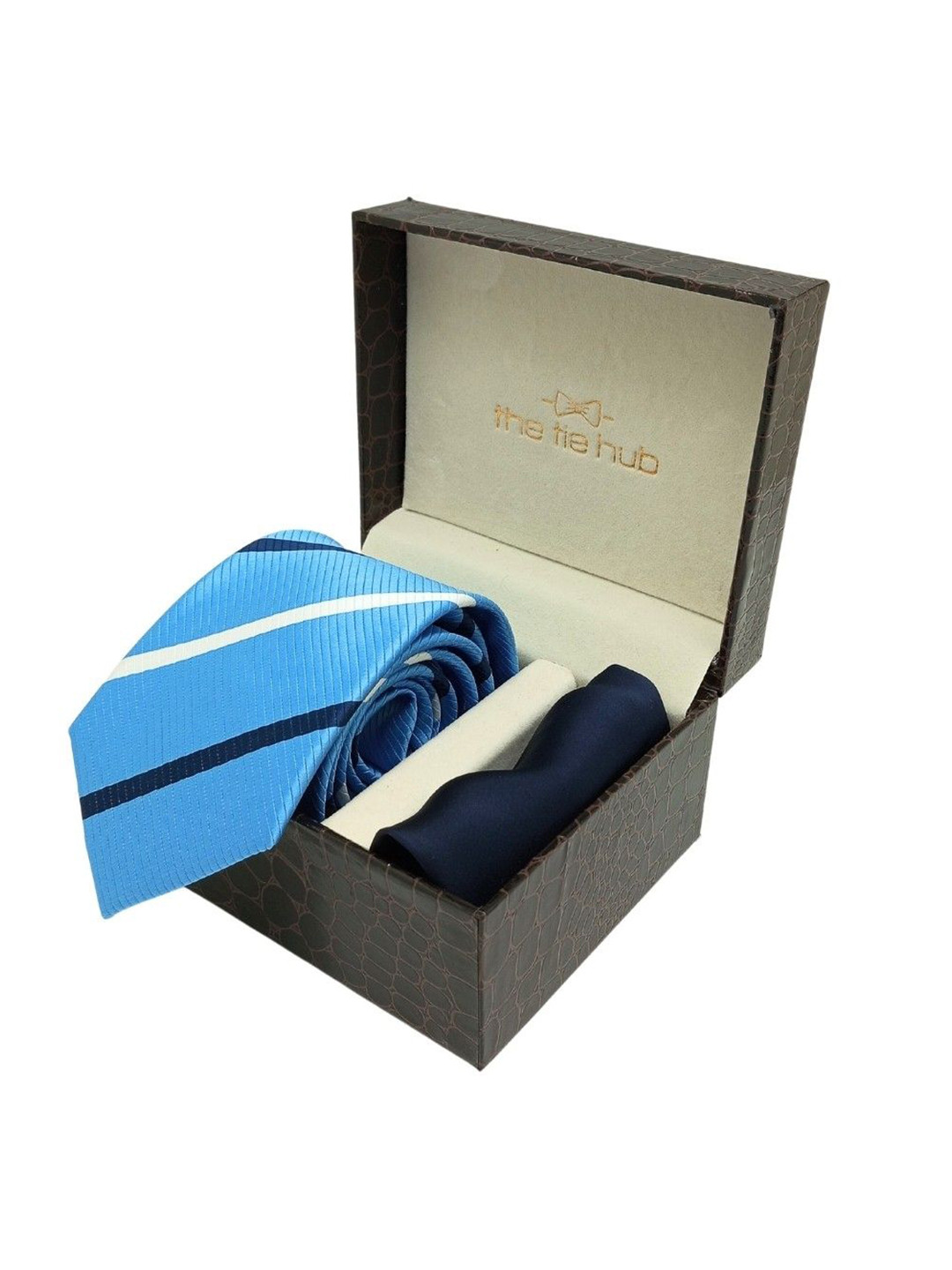 

The Tie Hub Men Accessory Gift Set Of Tie & Pocket Square, Blue