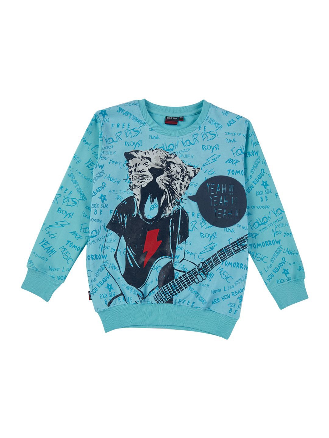 

Gini and Jony Boys Graphic Printed Round Neck Cotton Pullover Sweatshirt, Blue