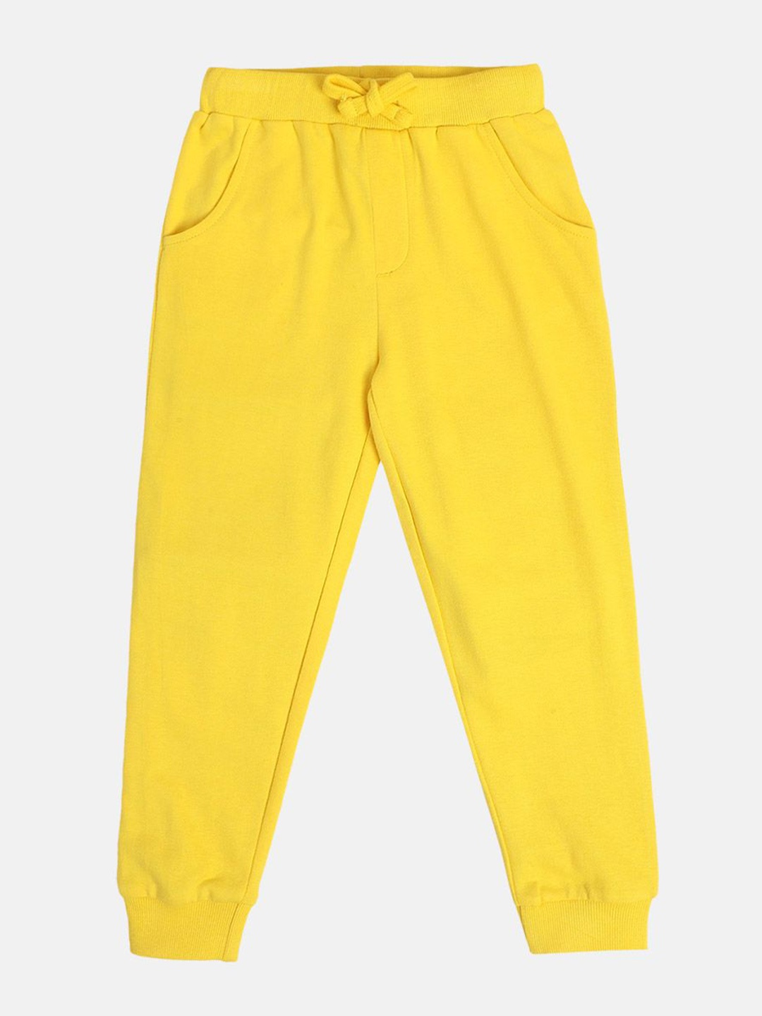 

MINI KLUB Boys Solid Mid-Rise Joggers Trousers, Yellow