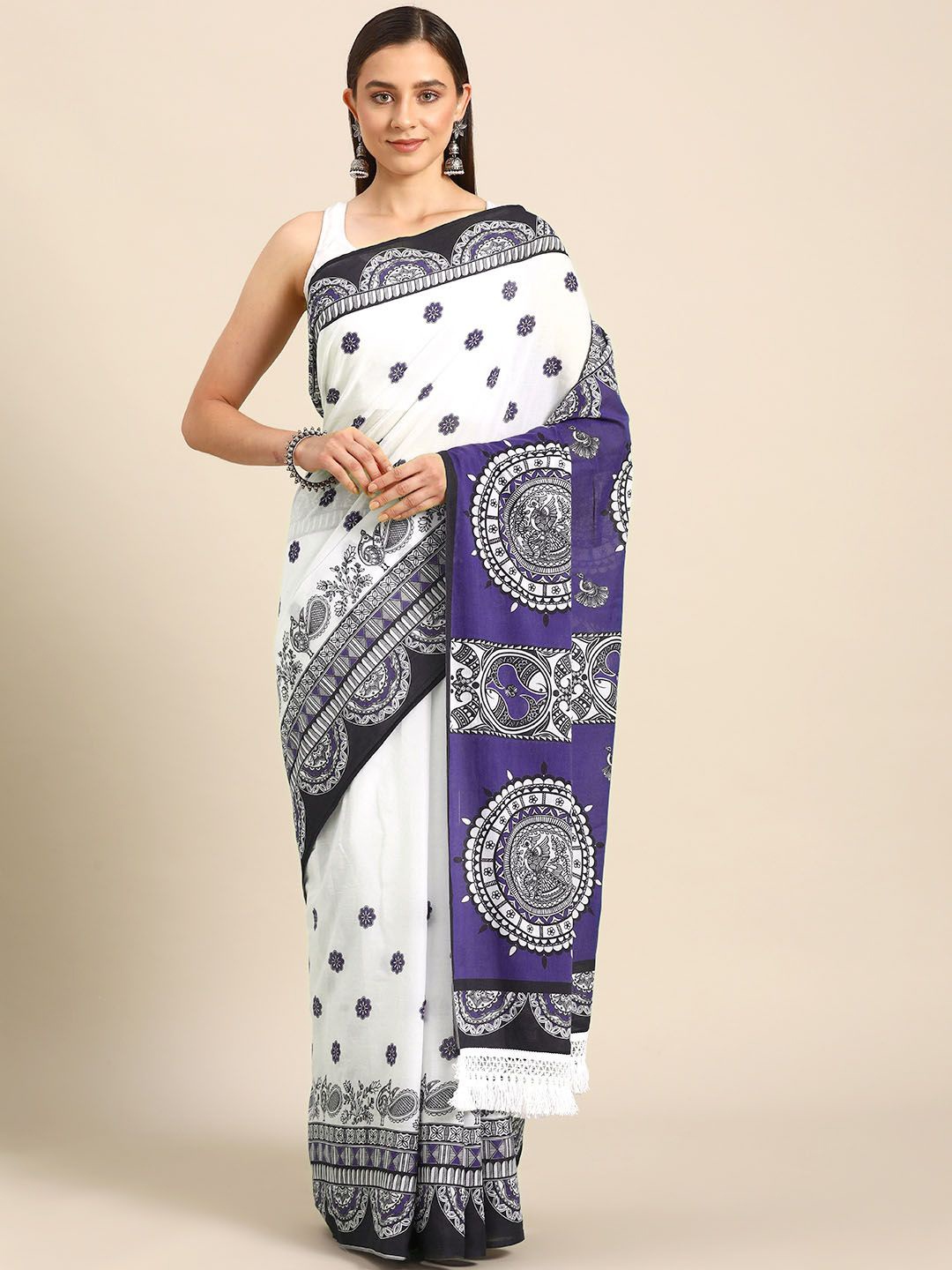 

BUTA BUTI Ethnic Motifs Pure Cotton Saree, Purple