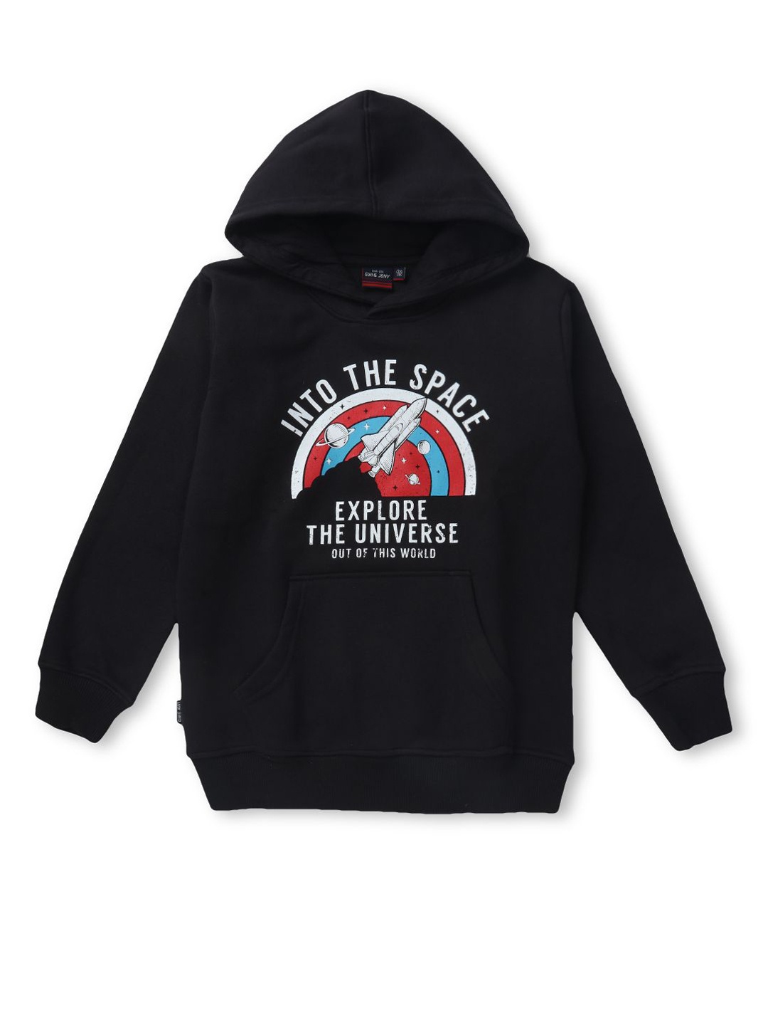 

Gini and Jony Boys Graphic Printed Hooded Cotton Pullover Sweatshirt, Black