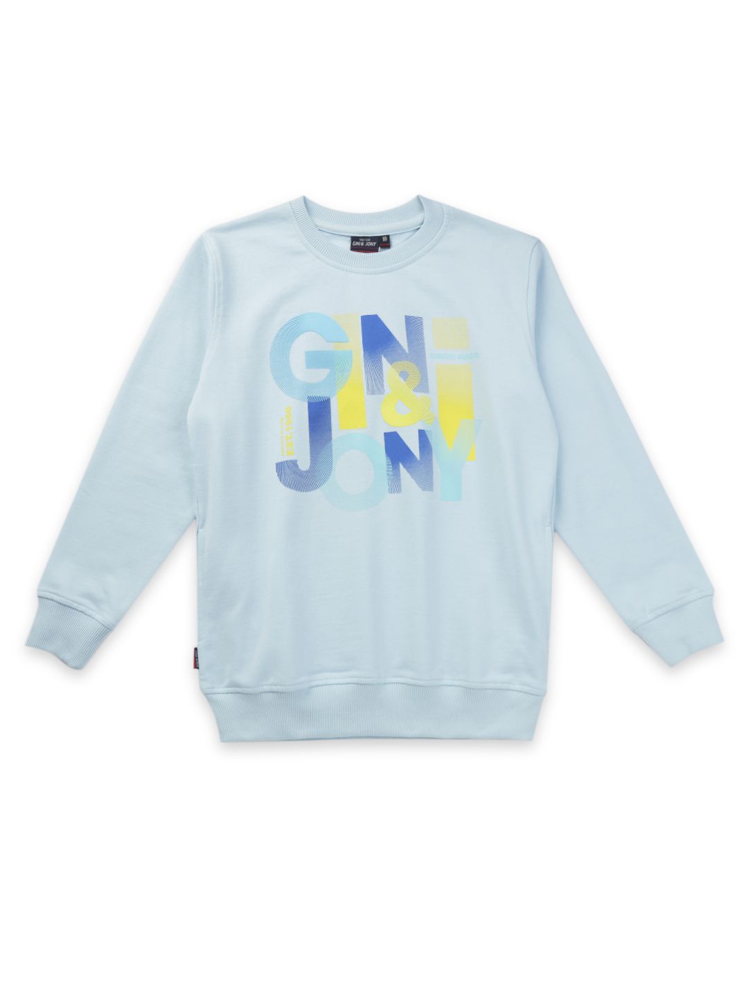 

Gini and Jony Boys Typography Printed Round Neck Cotton Pullover Sweatshirt, Blue