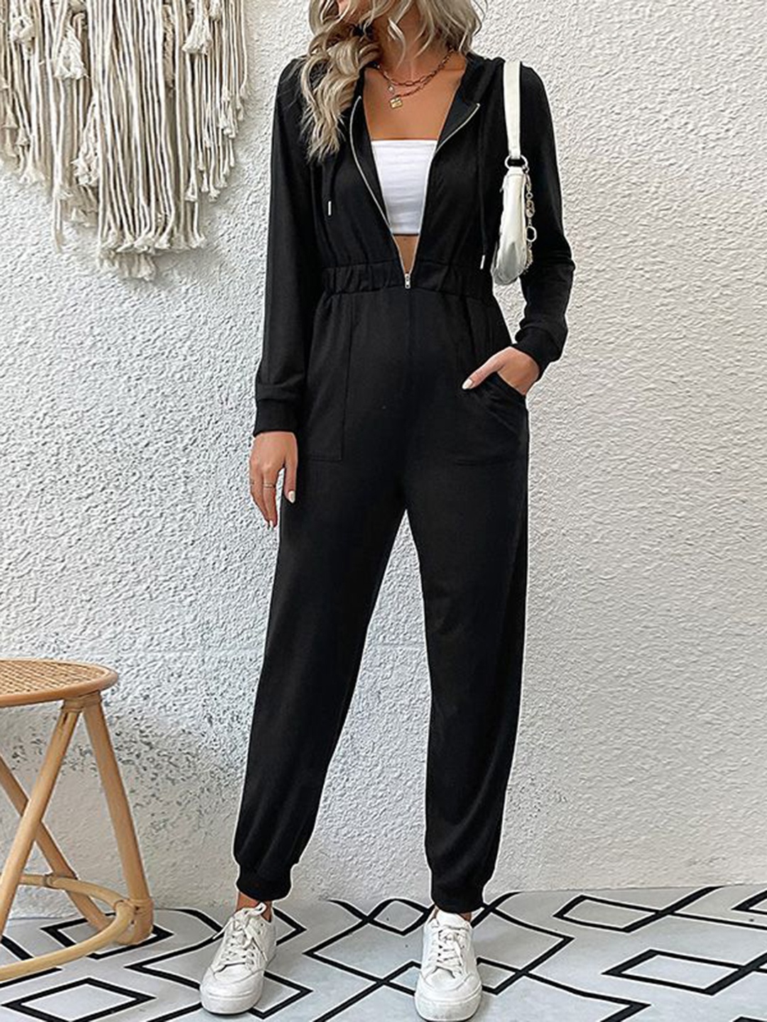 

HERE&NOW Solid Basic Jumpsuit, Black