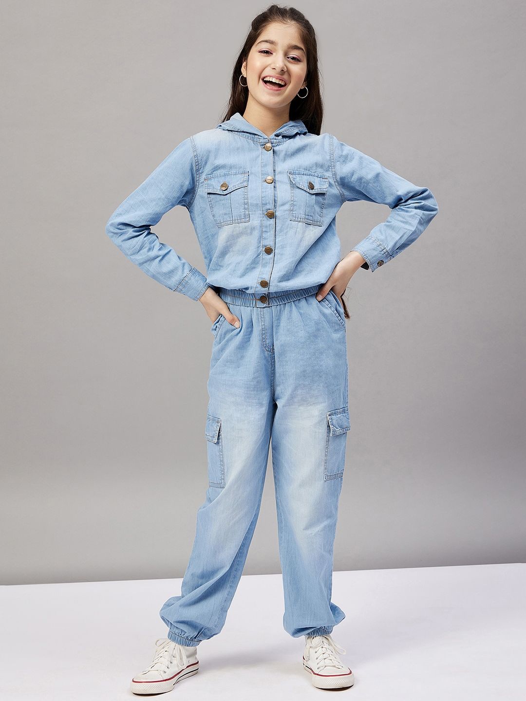 

Stylo Bug Girls Hooded Shirt With Joggers, Blue