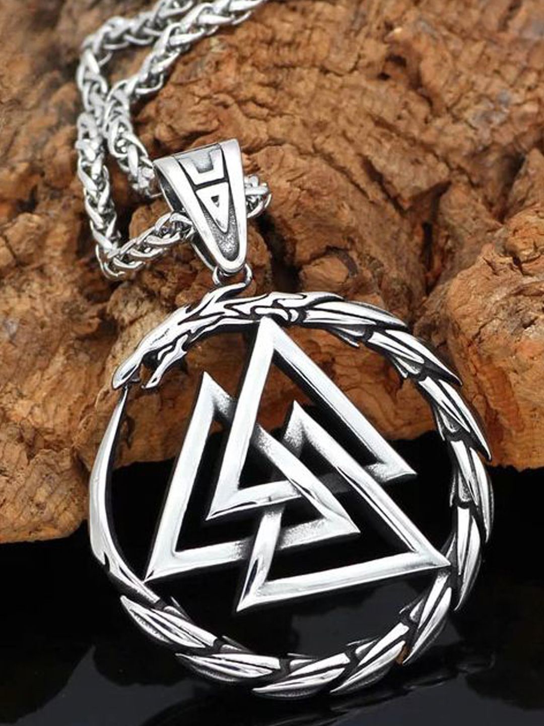 

VAGHBHATT Men Silver Plated Stainless Steel Pendant with Chain