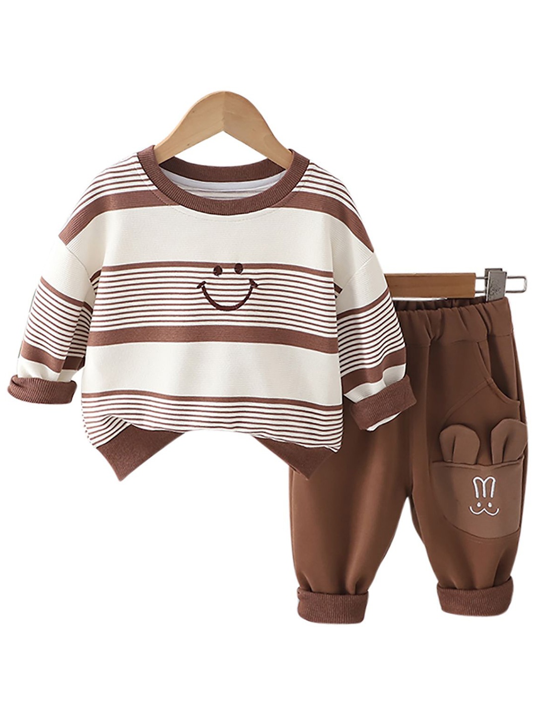 

StyleCast x Revolte Kids Brown & White Striped Pure Cotton Top with Pyjamas