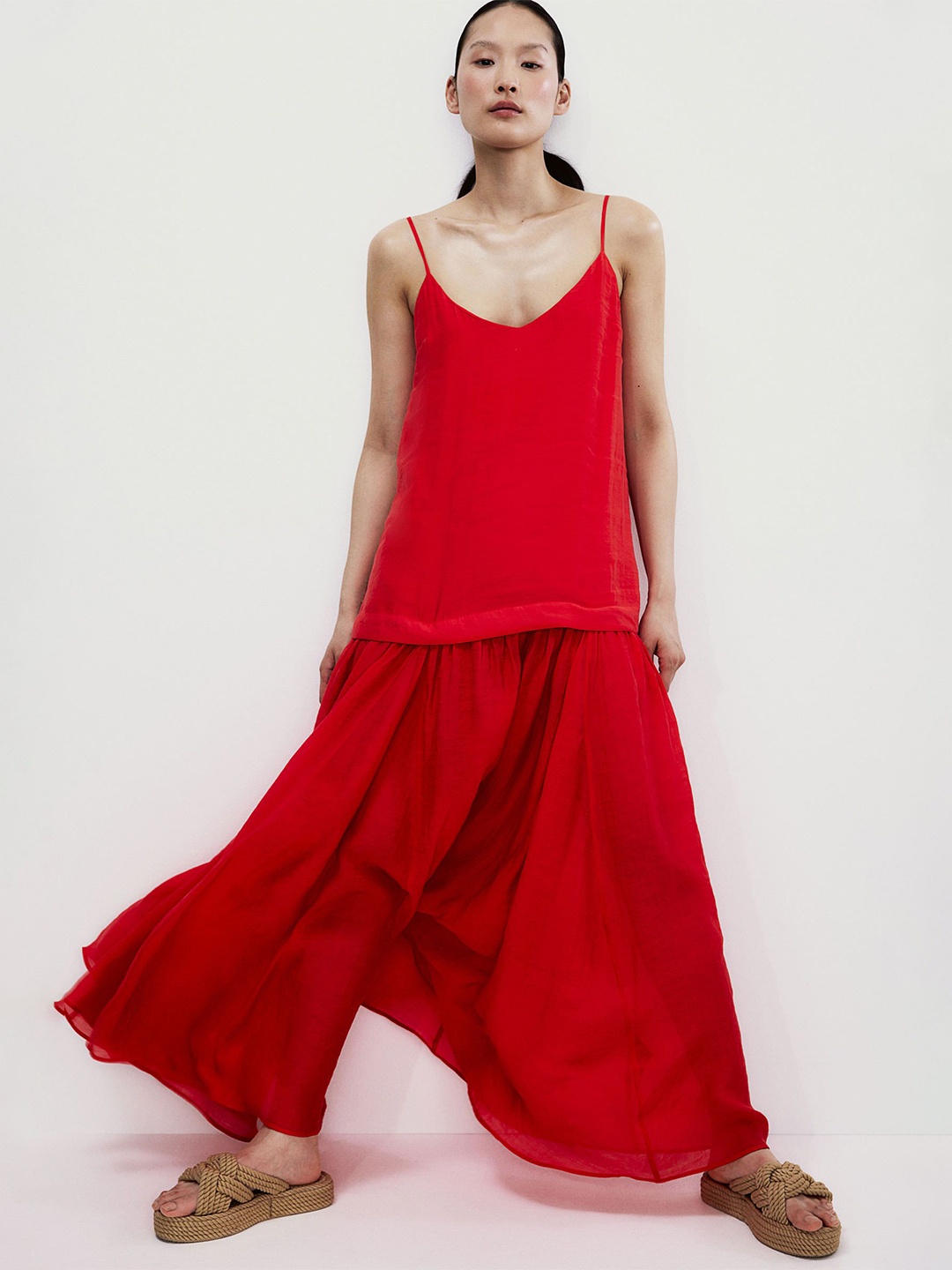 

H&M Long Strappy Maxi Dress, Red
