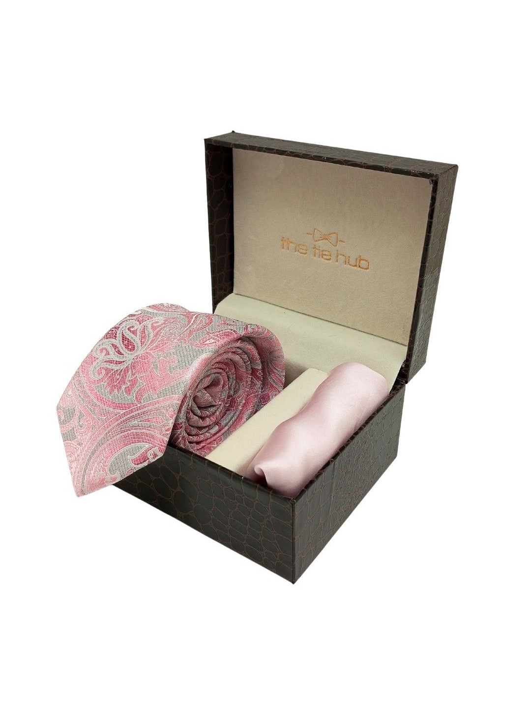 

The Tie Hub Men Accessory Gift Set Of Tie & Pocket Square, Pink