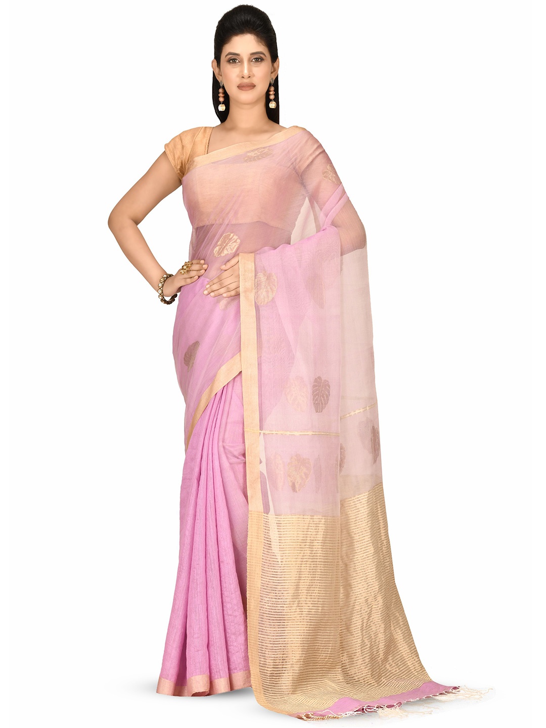 

SPRISH Woven Design Zari Pure Silk Banarasi Saree, Violet